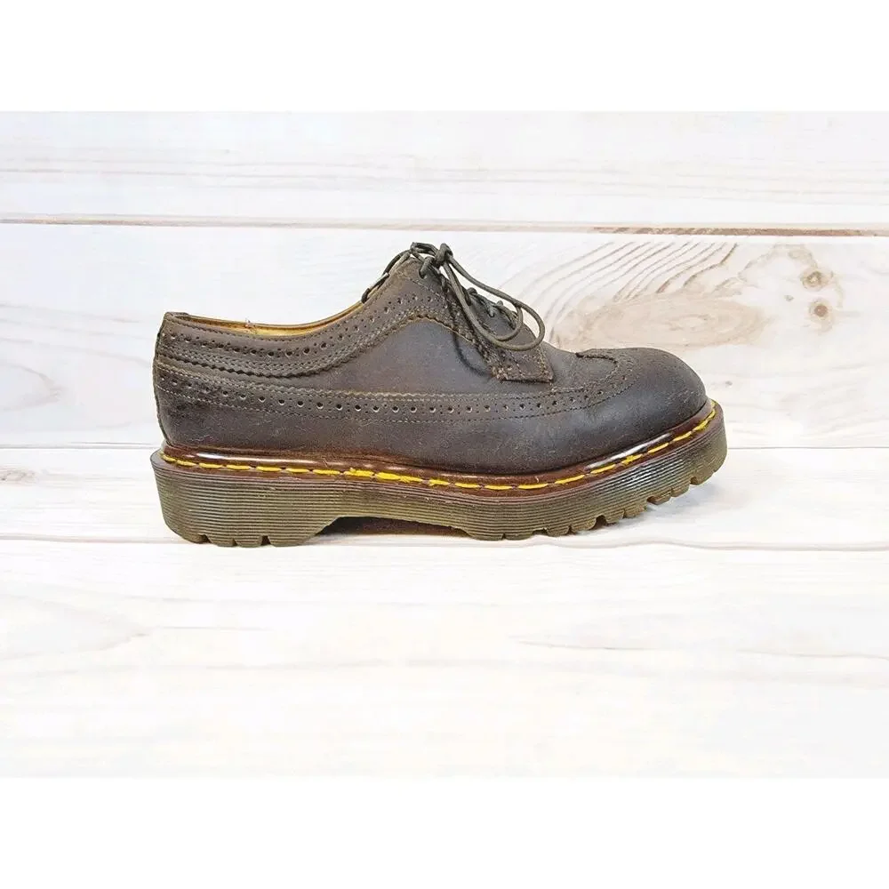 Doc Martens 3989/34 Brown Brogue Wingtip Oxford Shoes Mens Sz 7 Vintage England